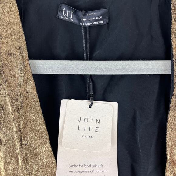 Zara Gold Mini Dress Size Small Metallic NYE Dress Party Holiday NWT Shine Sexy - Picture 6 of 9